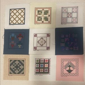 Colorful Patchwork Cross Stitch Quilt Squares Set